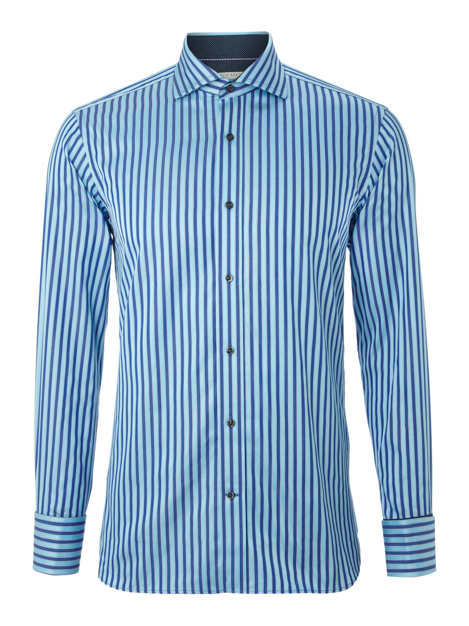 Ted Baker Long Sleeved Stripe Sterling Shirt in Blue for Men (Turquoise ...