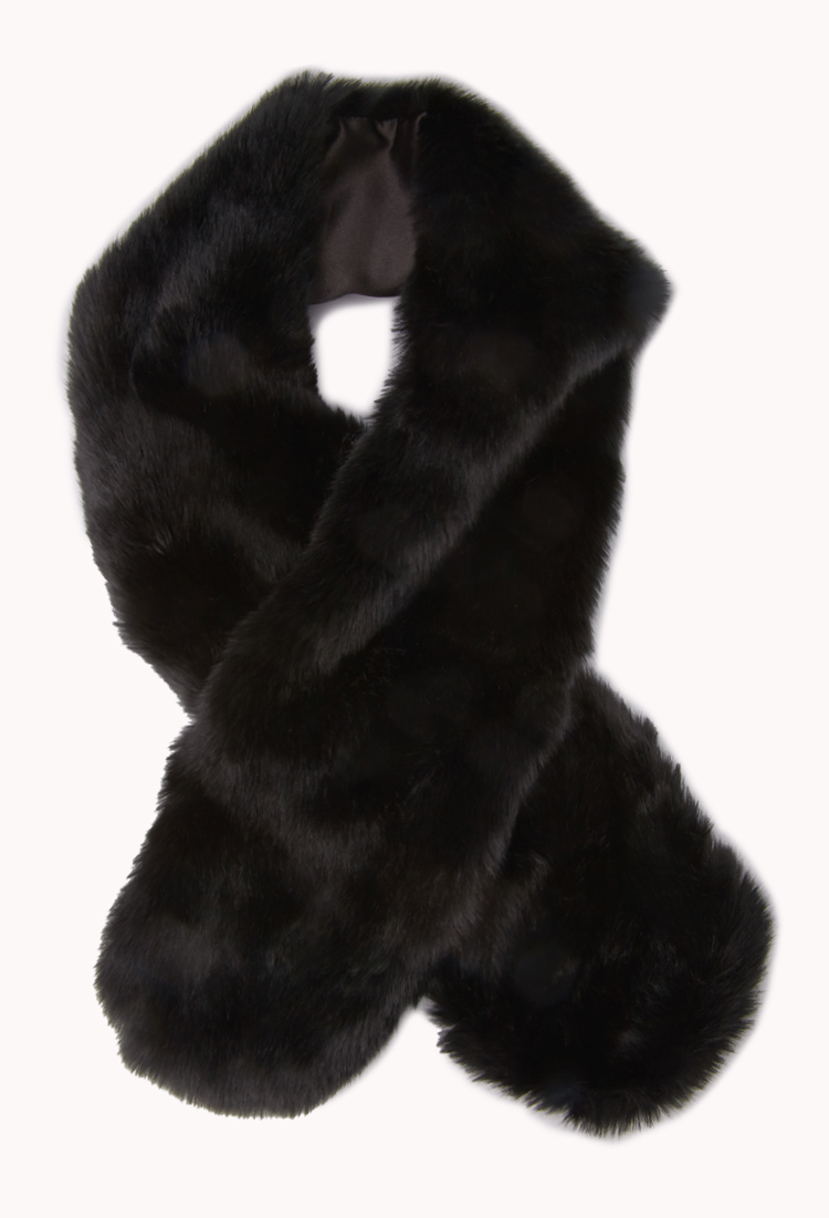 Forever 21 Faux Fur Wrap Scarf in Black | Lyst