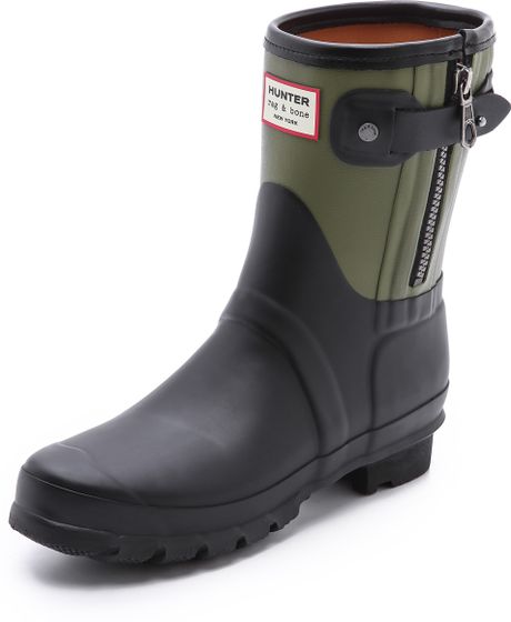 Hunter Rag Bone X Hunter Short Boots in Black (Black/Army Green) | Lyst