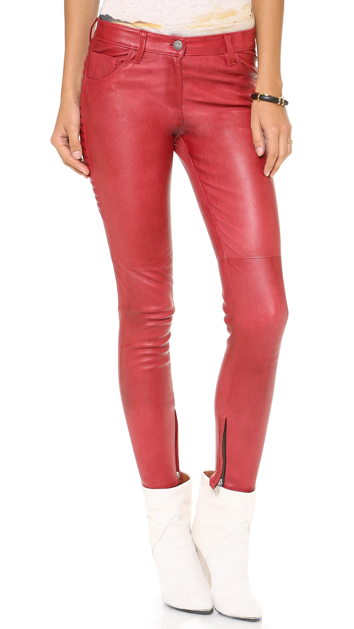 Iro Tiane Leather Pants in Red | Lyst