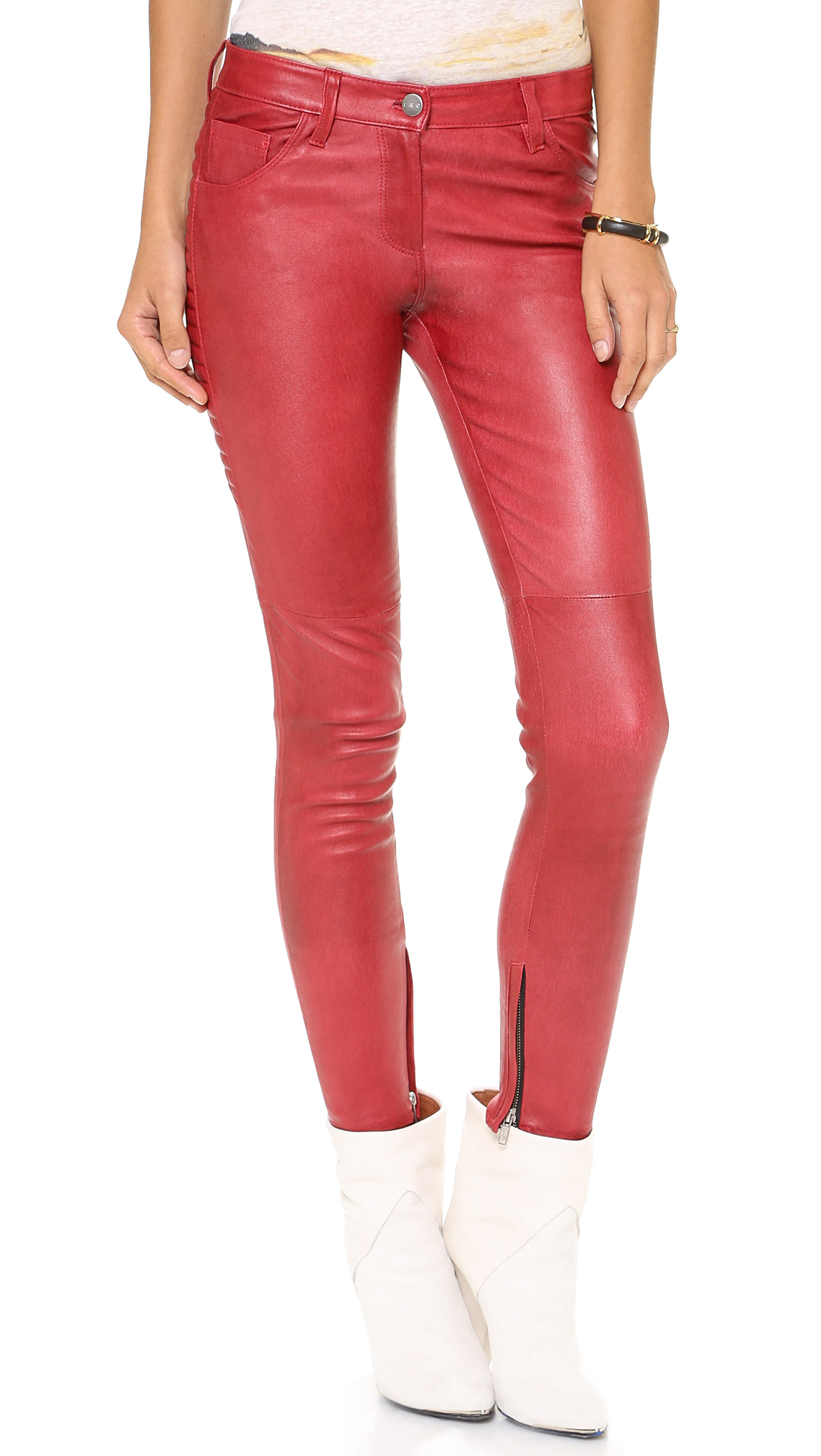 Iro Tiane Leather Pants in Red Lyst