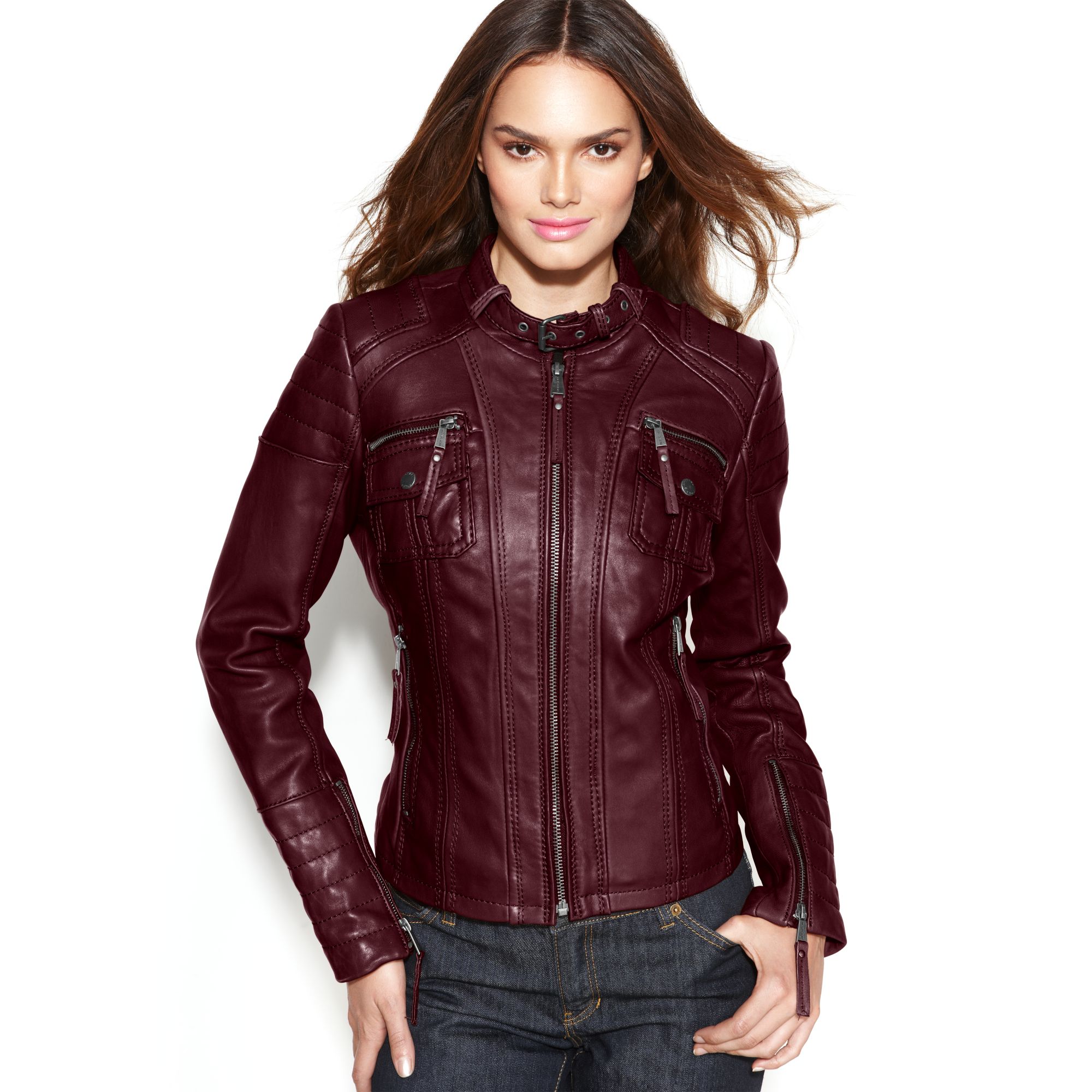 michael kors purple leather jacket