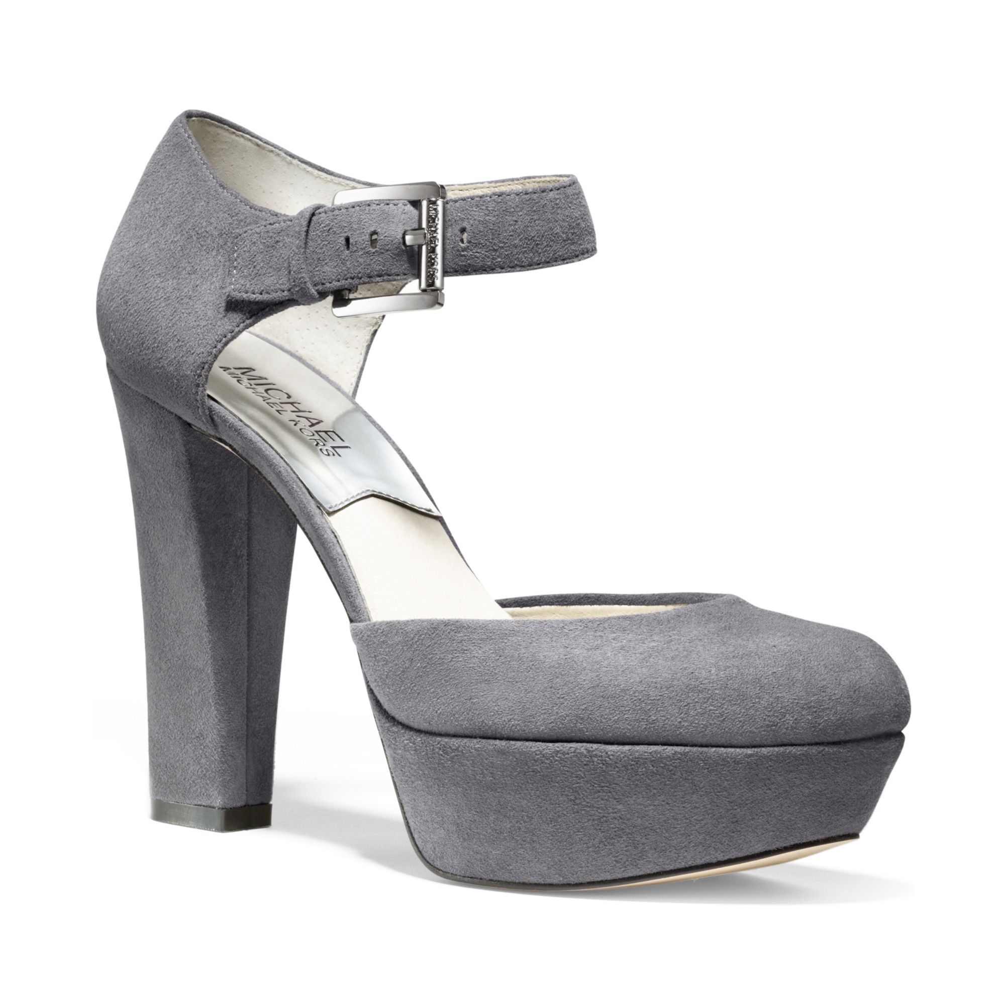 Lyst - Michael Kors Haven Ankle Strap Platform Pumps in Gray