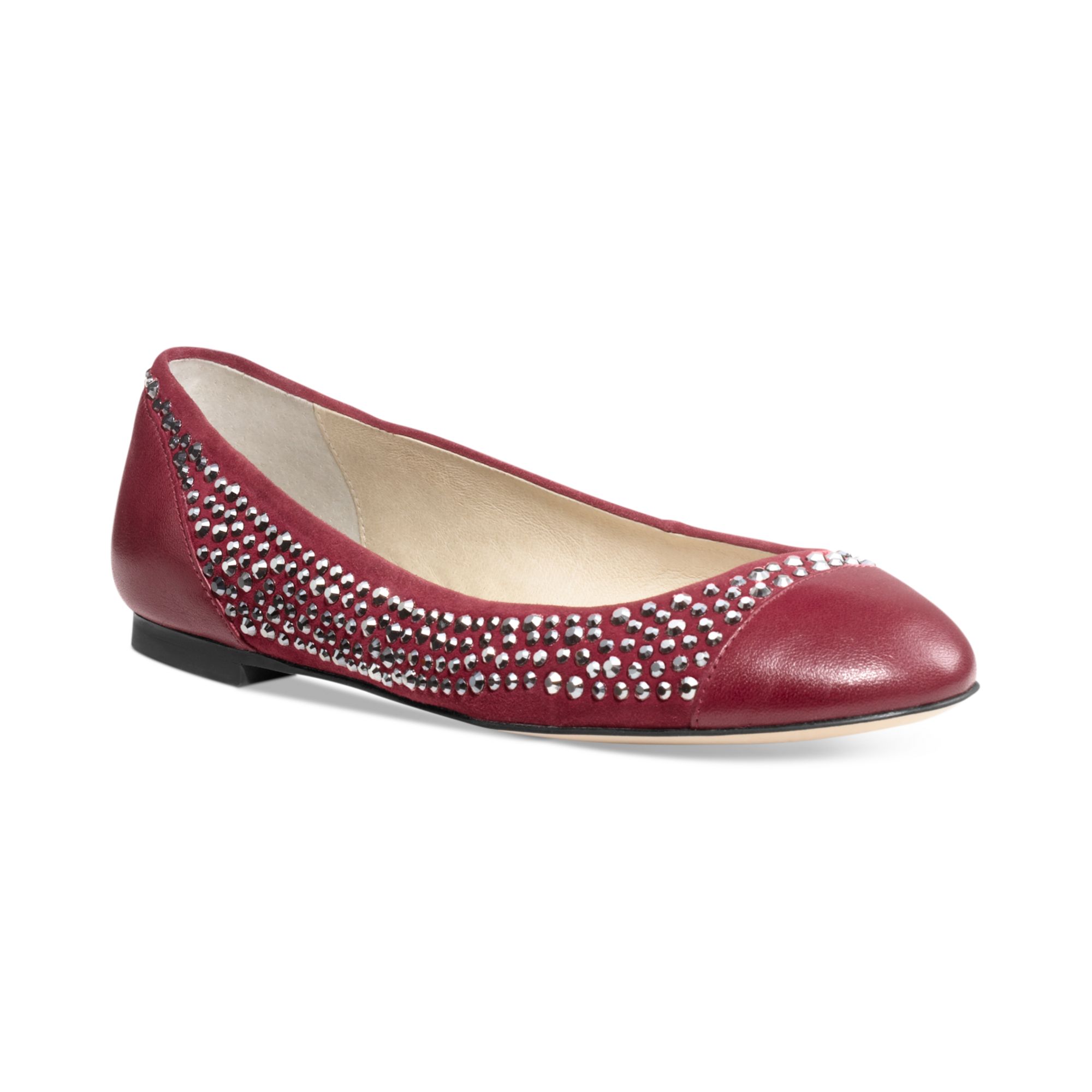 red sparkly ballet flats
