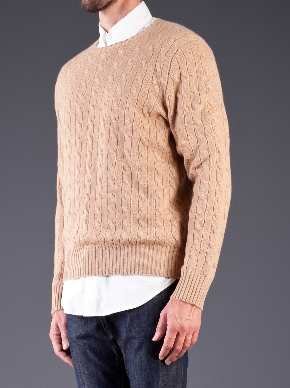 Lyst - Polo Ralph Lauren Cashmere Cable Knit Sweater in Natural for Men