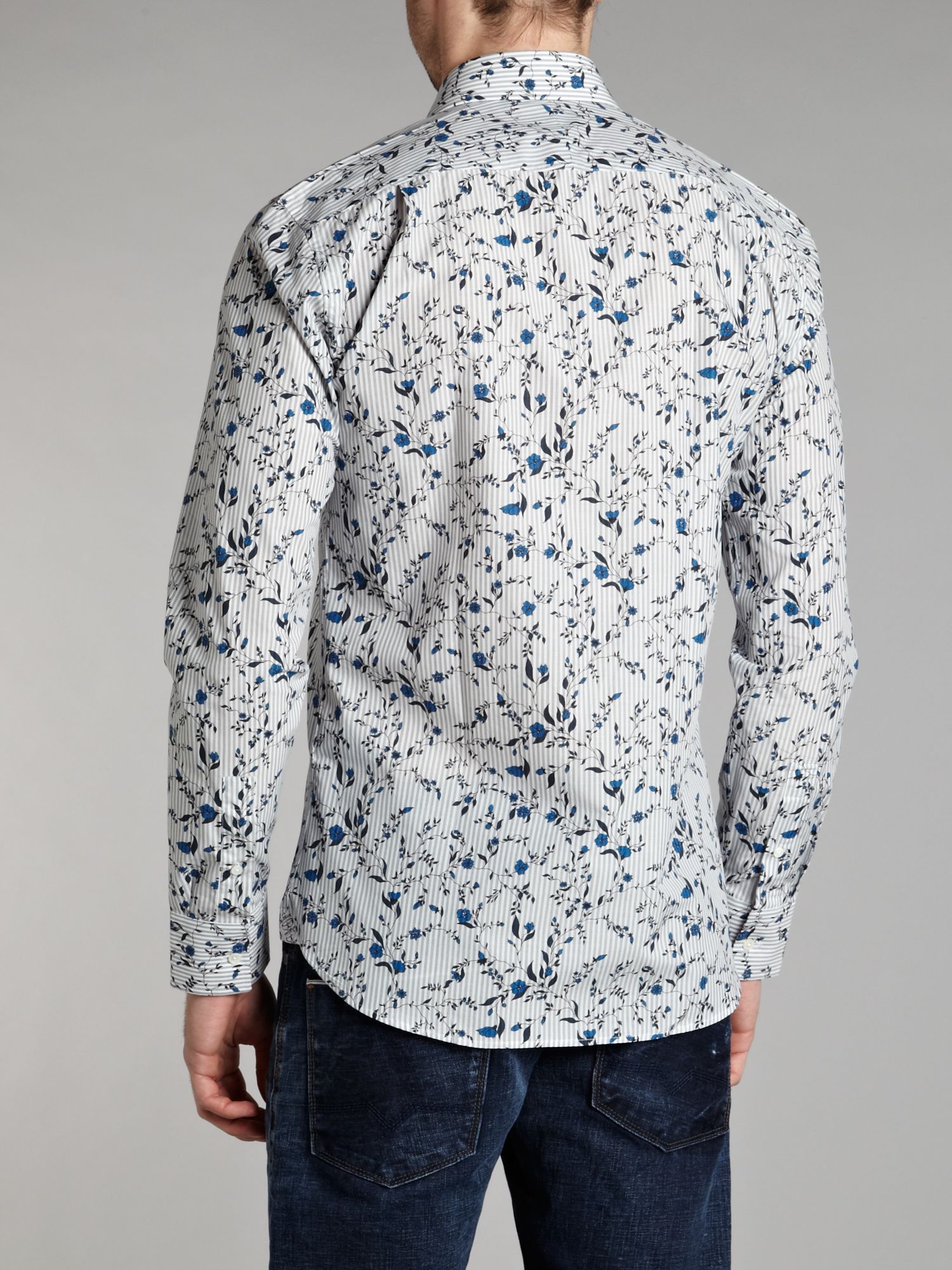 Ted Baker Long Sleeved Floral Print Formal Shirt in Blue for Men - Lyst