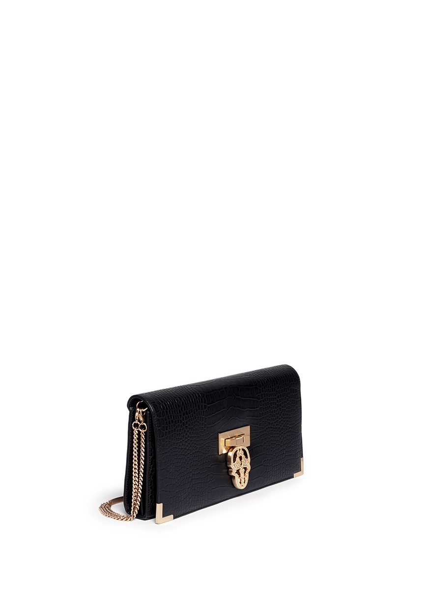 Lyst - Thomas Wylde Croc Embossed Leather Chain Bag in Black