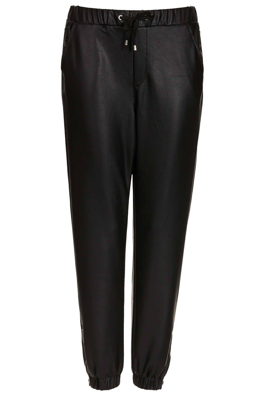 Lyst - Topshop Leather Look Joggers in Black