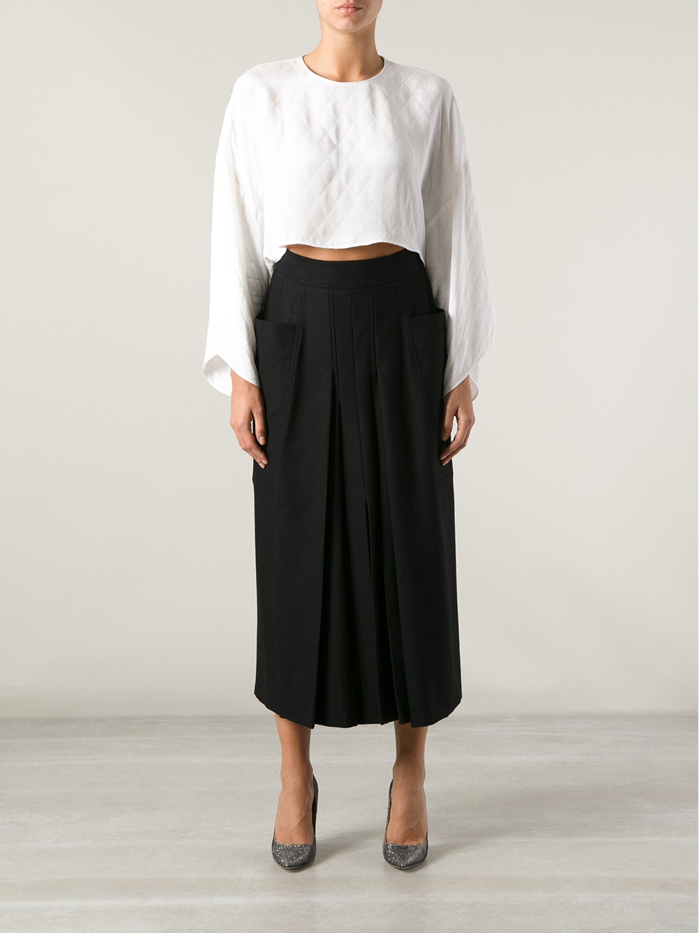 Antonio Marras Pleated Midi Skirt in Black - Lyst