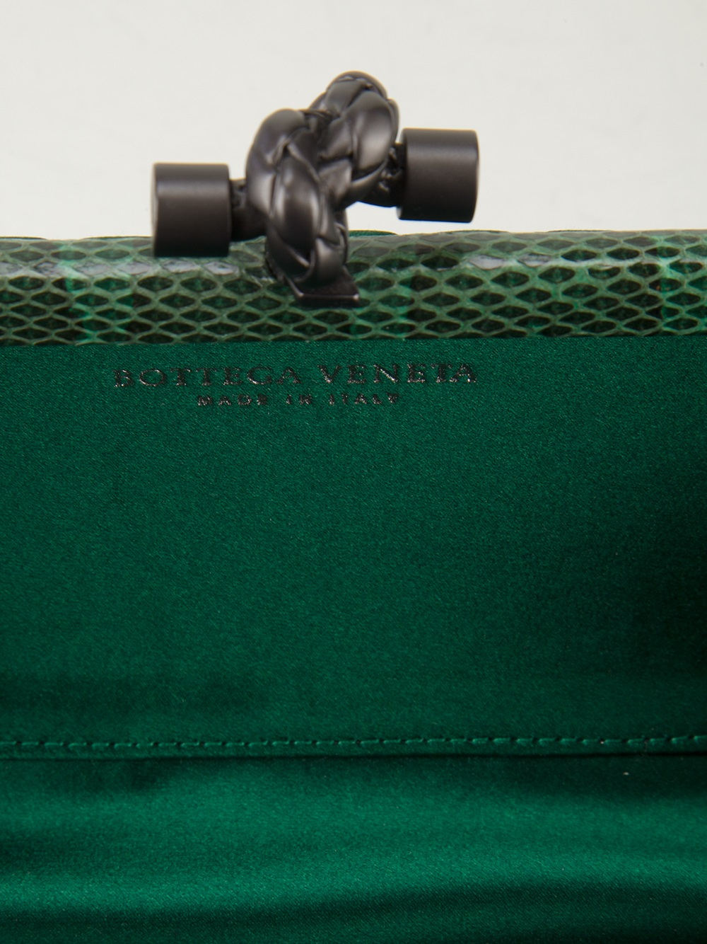 Bottega Veneta Knot Leather Clutch Green