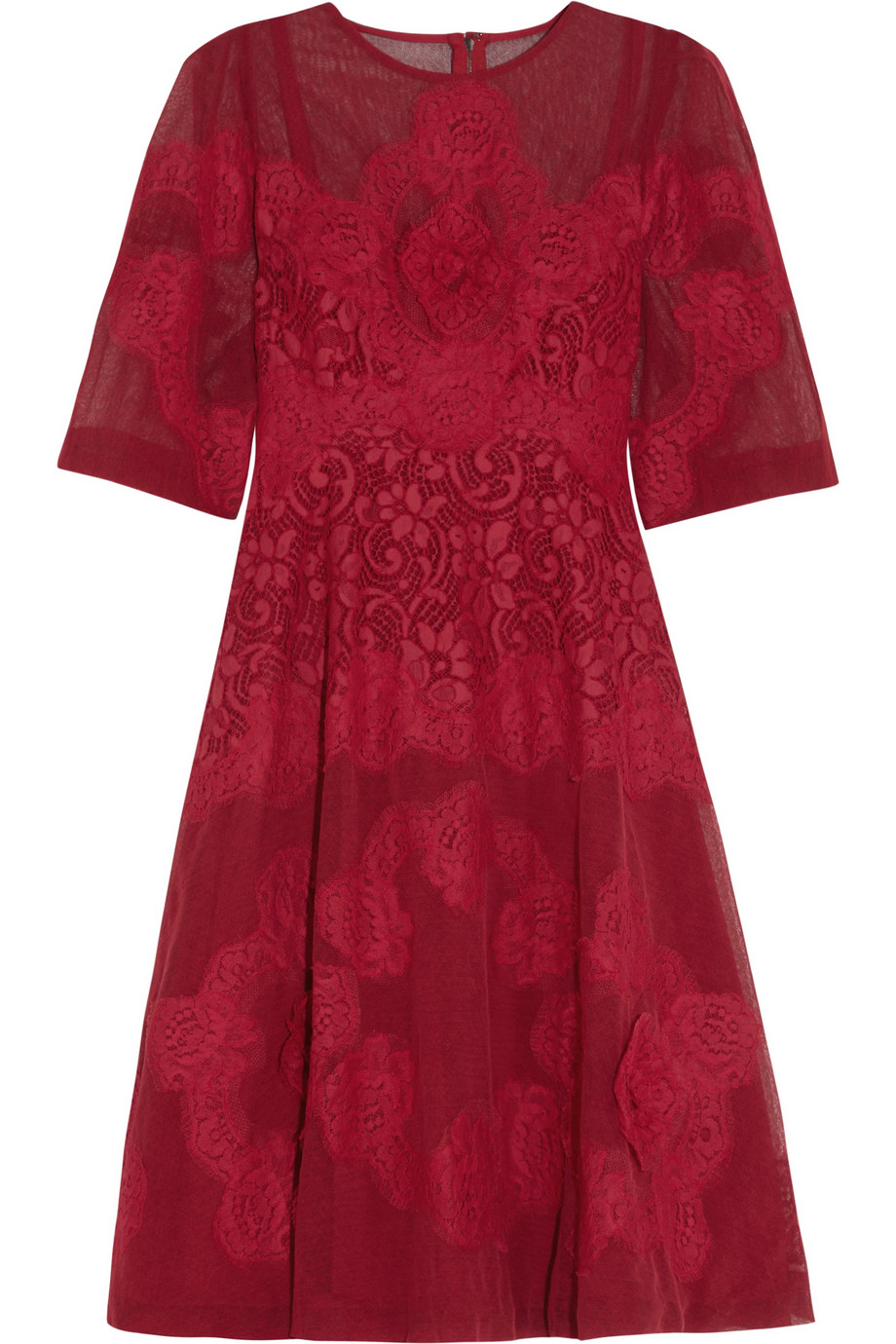 Lyst - Dolce & Gabbana Appliquéd Tulle and Lace Dress in Red