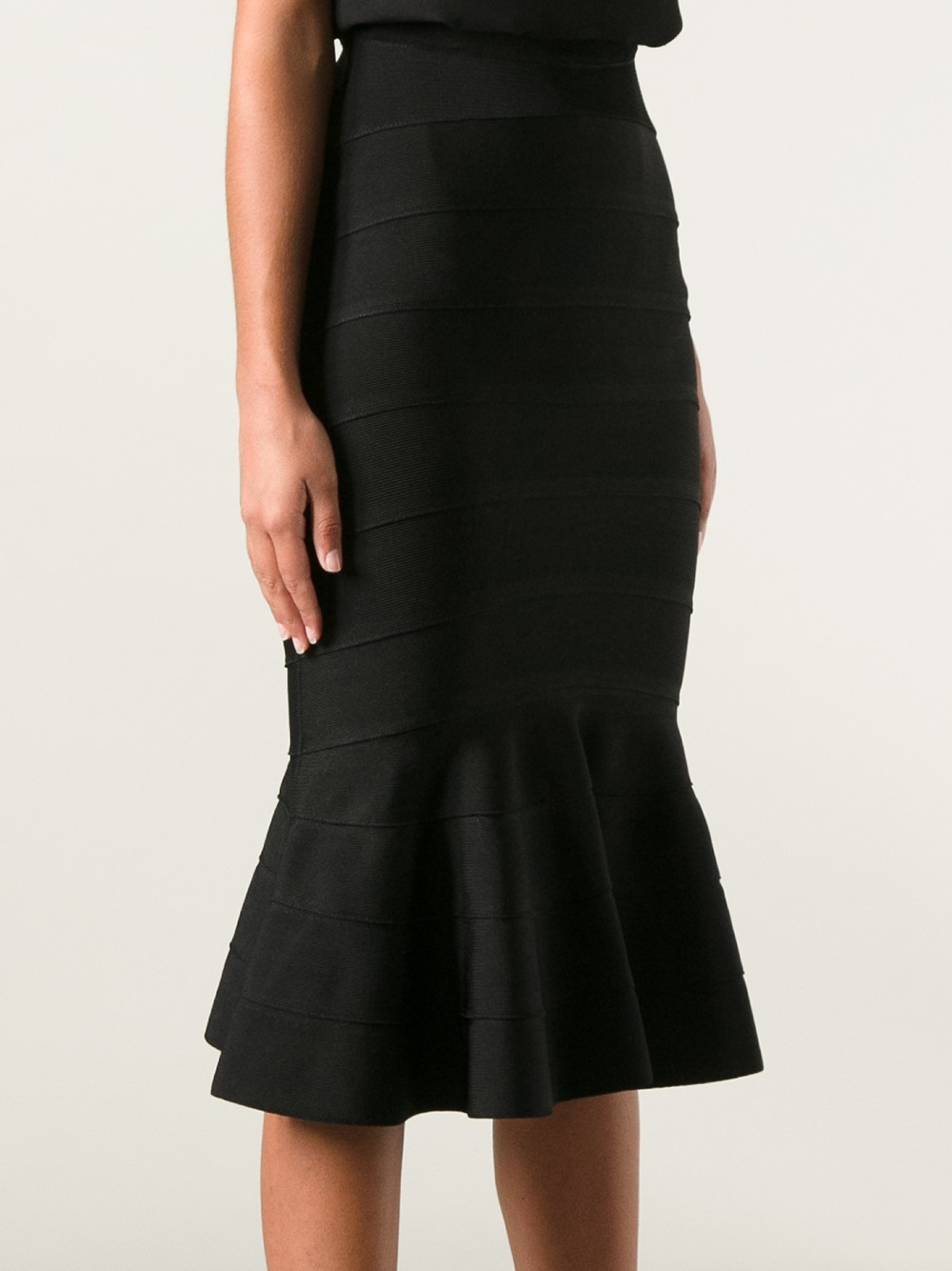 Lyst Givenchy Ribbed Knit Peplum Hem Skirt in Black