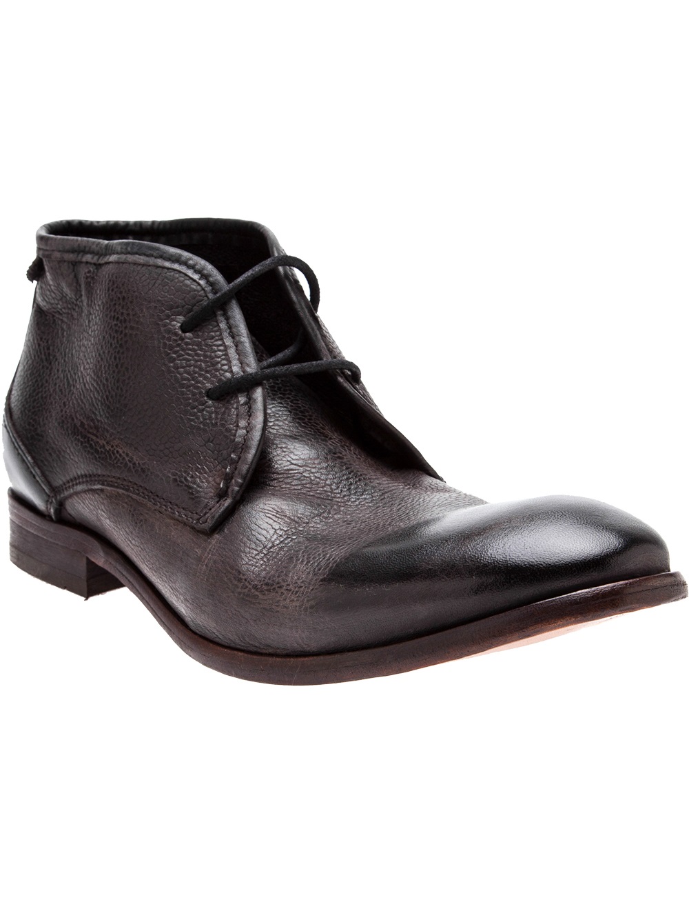 h by hudson battle lace up boots in black leather