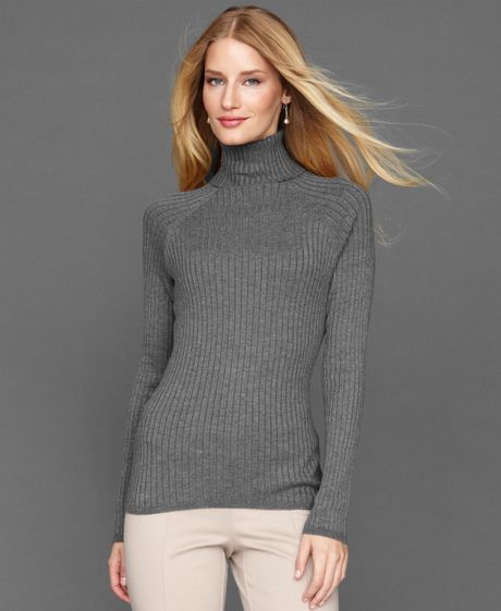 Inc International Concepts Long Sleeve Ribbed Turtleneck in Gray ...