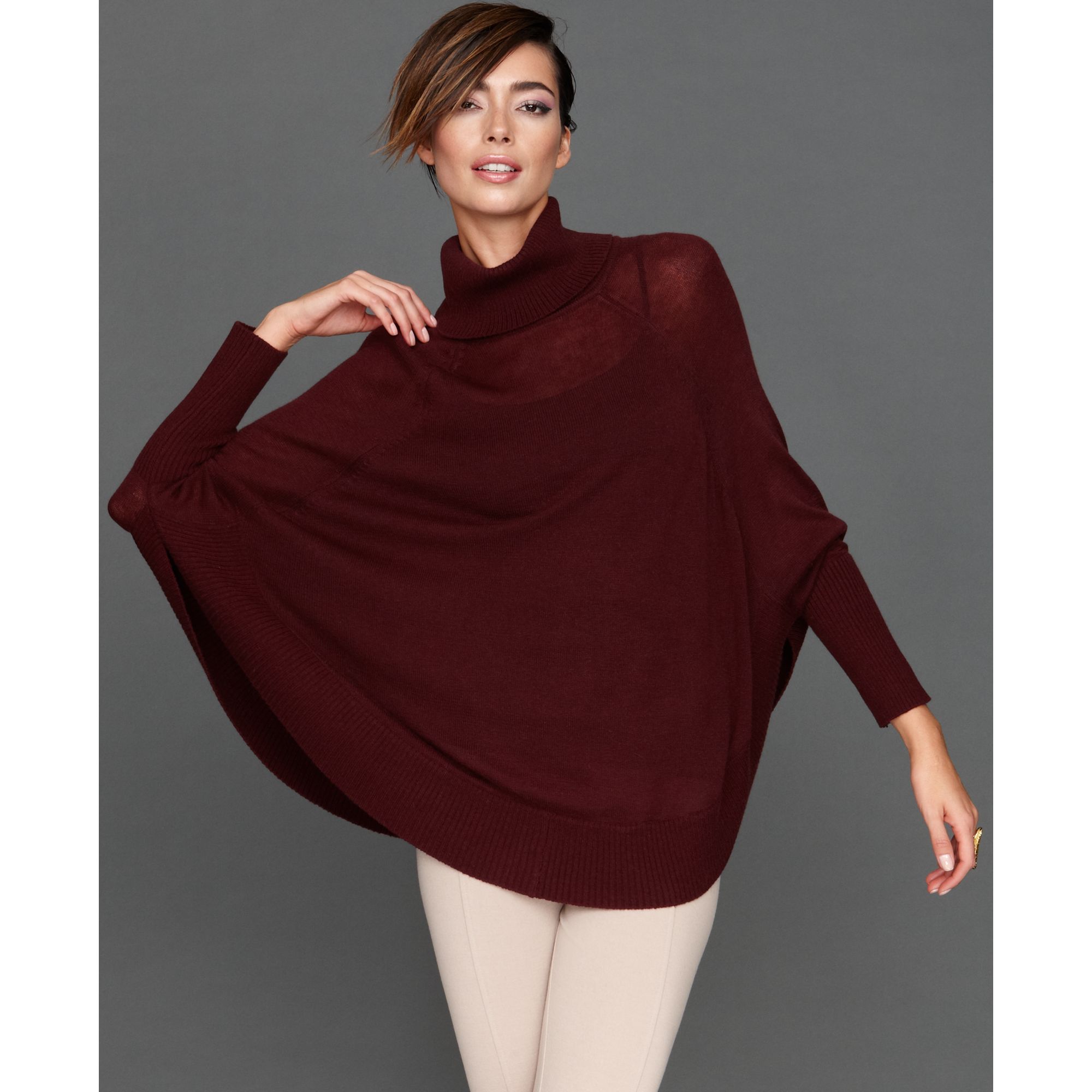 INC International Concepts Longsleeve Turtleneck Poncho in Red - Lyst
