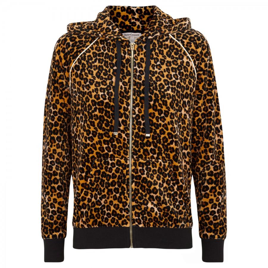 Juicy Couture Hooded Leopard Print Velour Sweatshirt in Animal (leopard ...