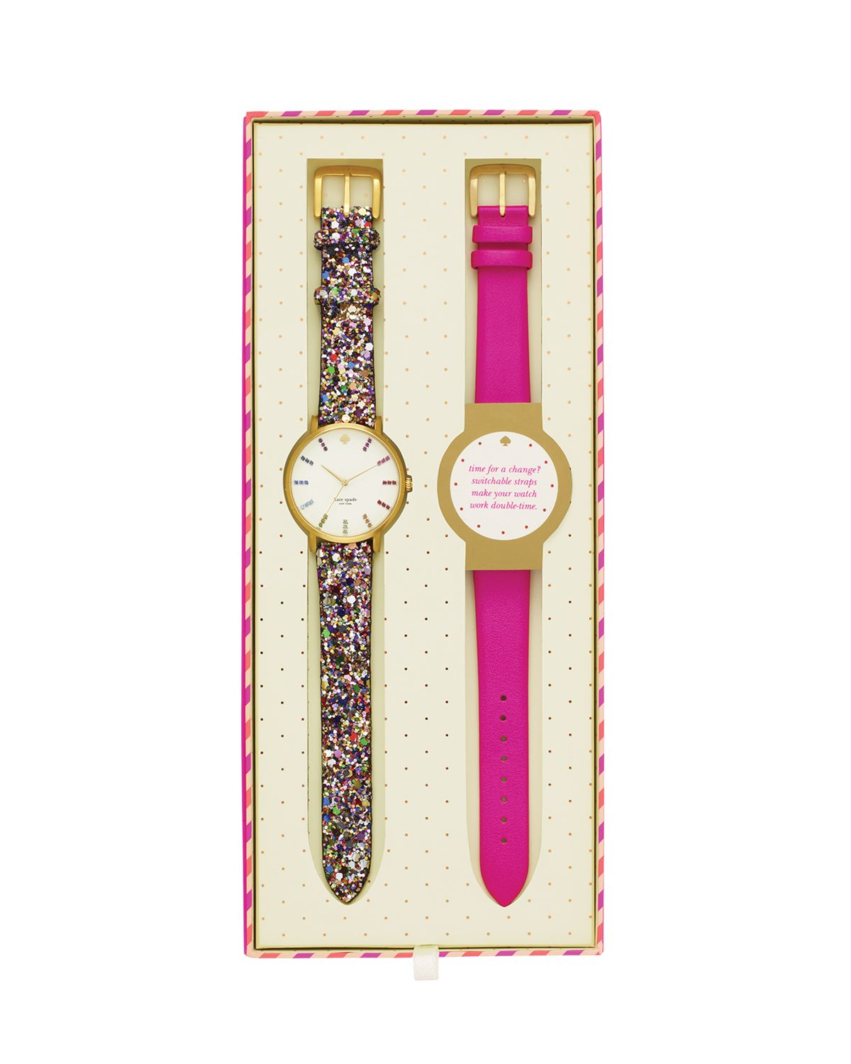 Kate Spade Multi Glitter Interchangeable Strap Watch Gift Set | Lyst