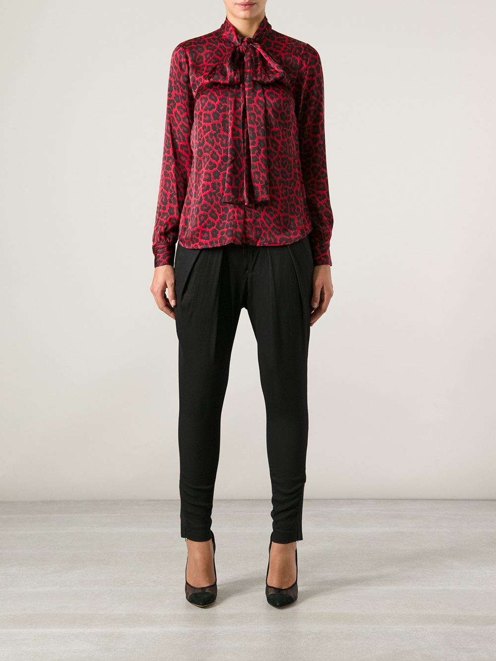 MICHAEL Michael Kors Animal Print Blouse in Black (Red) - Lyst