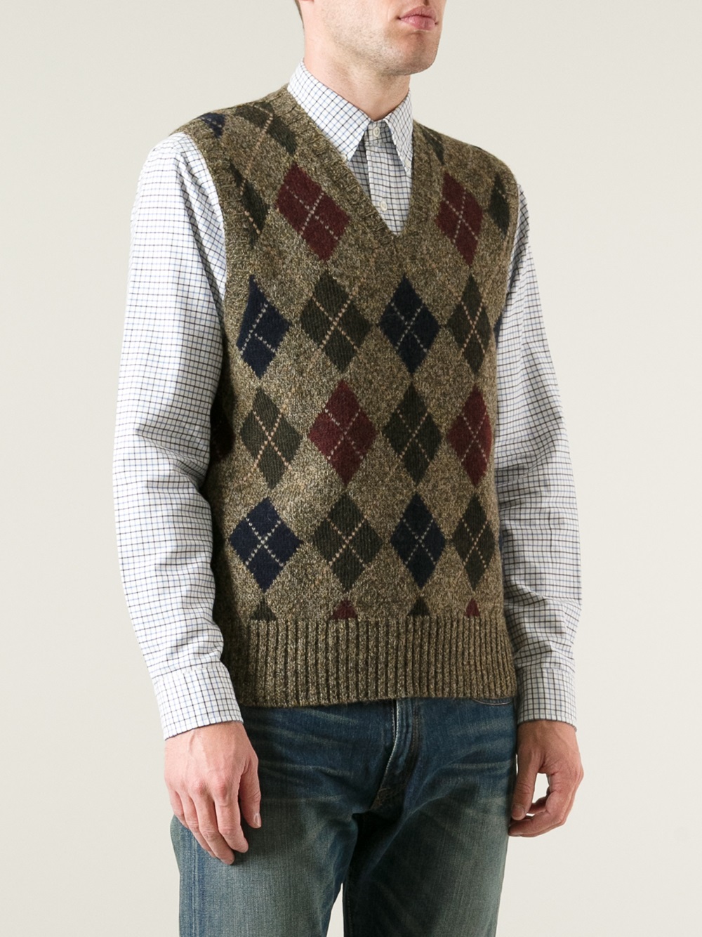 Polo Ralph Lauren Harlequin Sweater Vest in Brown for Men - Lyst