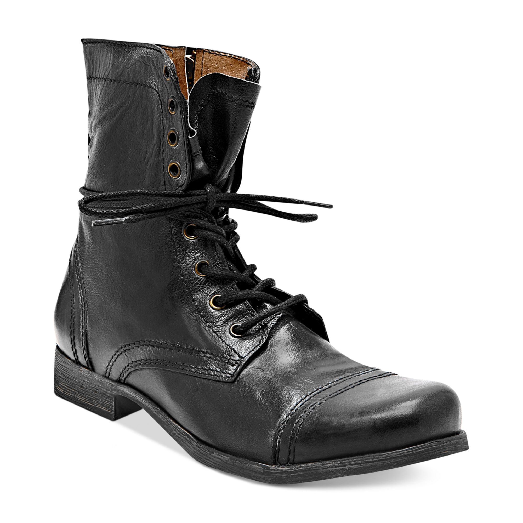 Steve madden Troopah2 Cap-toe Boots in Black for Men | Lyst