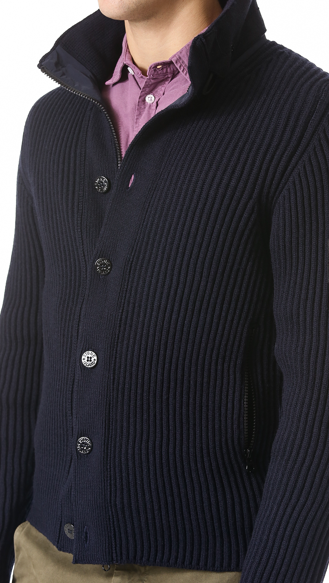stone island cardigan navy