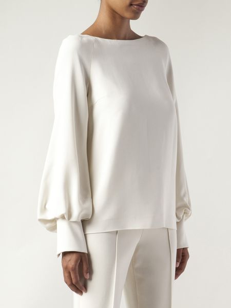 The Row Bell Sleeve Blouse in Beige (white) | Lyst