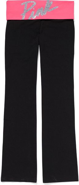 Victoria's Secret Bling Bootcut Yoga Pant in Black (neon pink) | Lyst