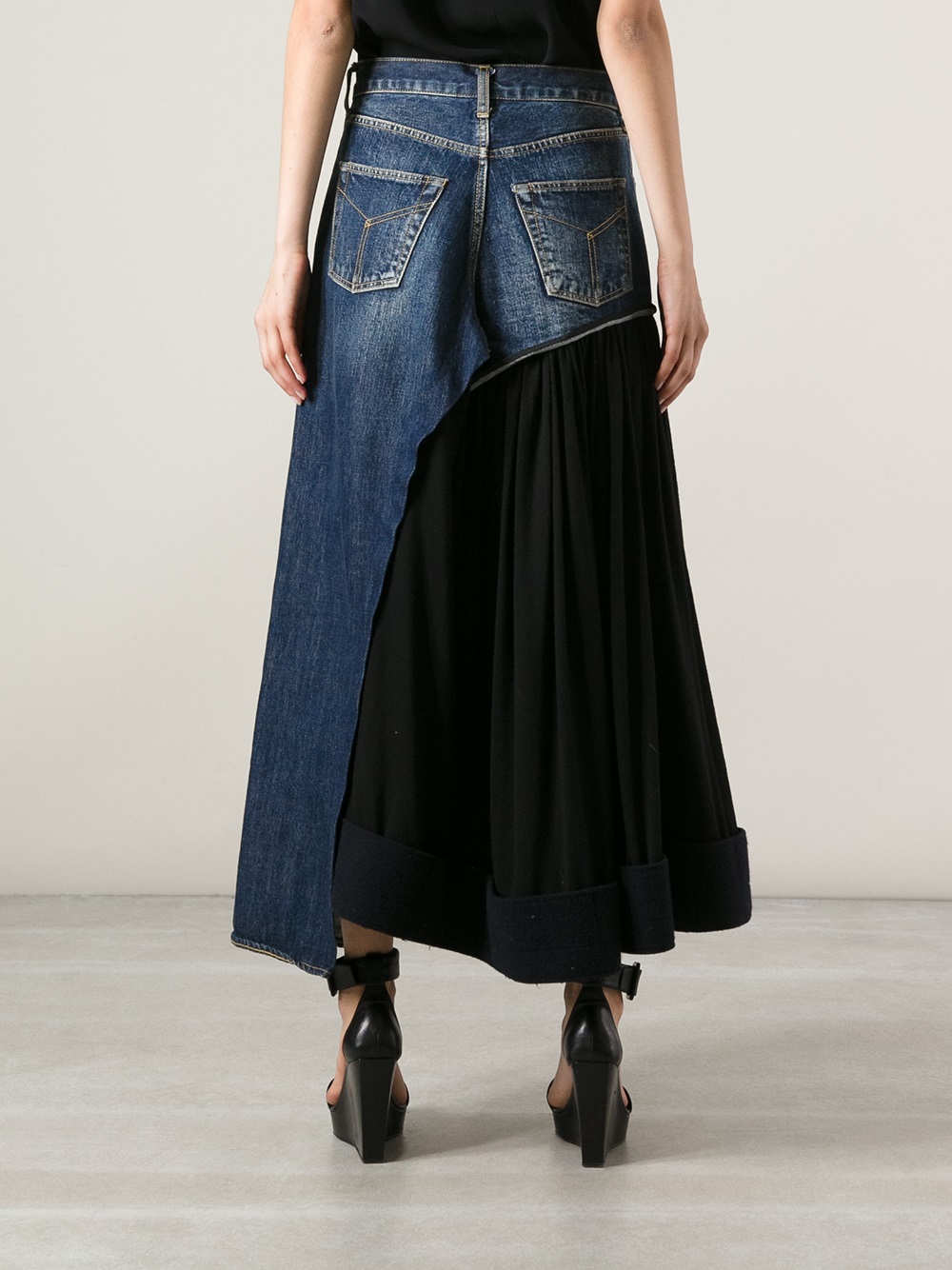 Lyst - Yohji Yamamoto Denim Skirt Trouser in Blue