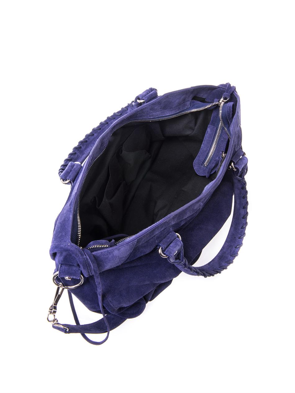 balenciaga blue suede bag