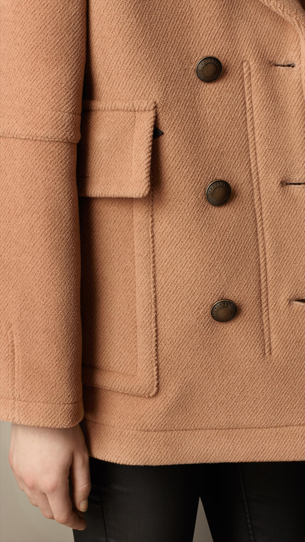 Burberry Boxfit Pea Coat in Brown | Lyst