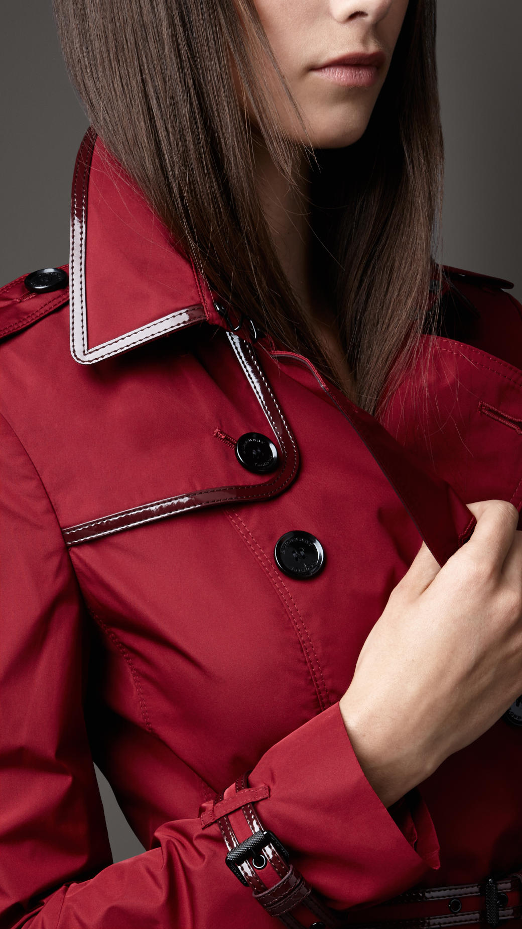 Red short sales trench coat