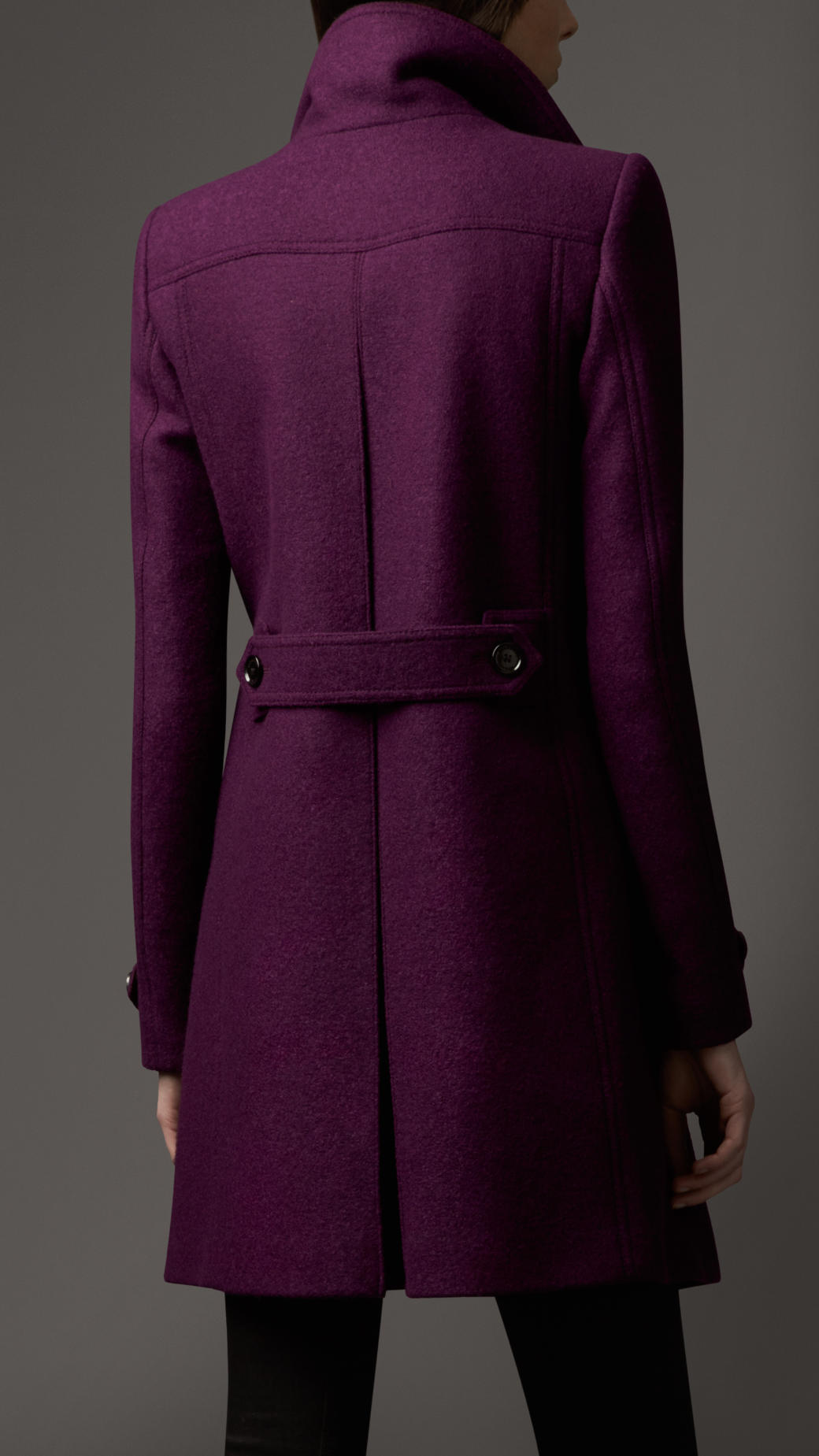 Burberry Funnel Neck Boiled Wool Coat in Deep Purple Amethyst (Purple ...