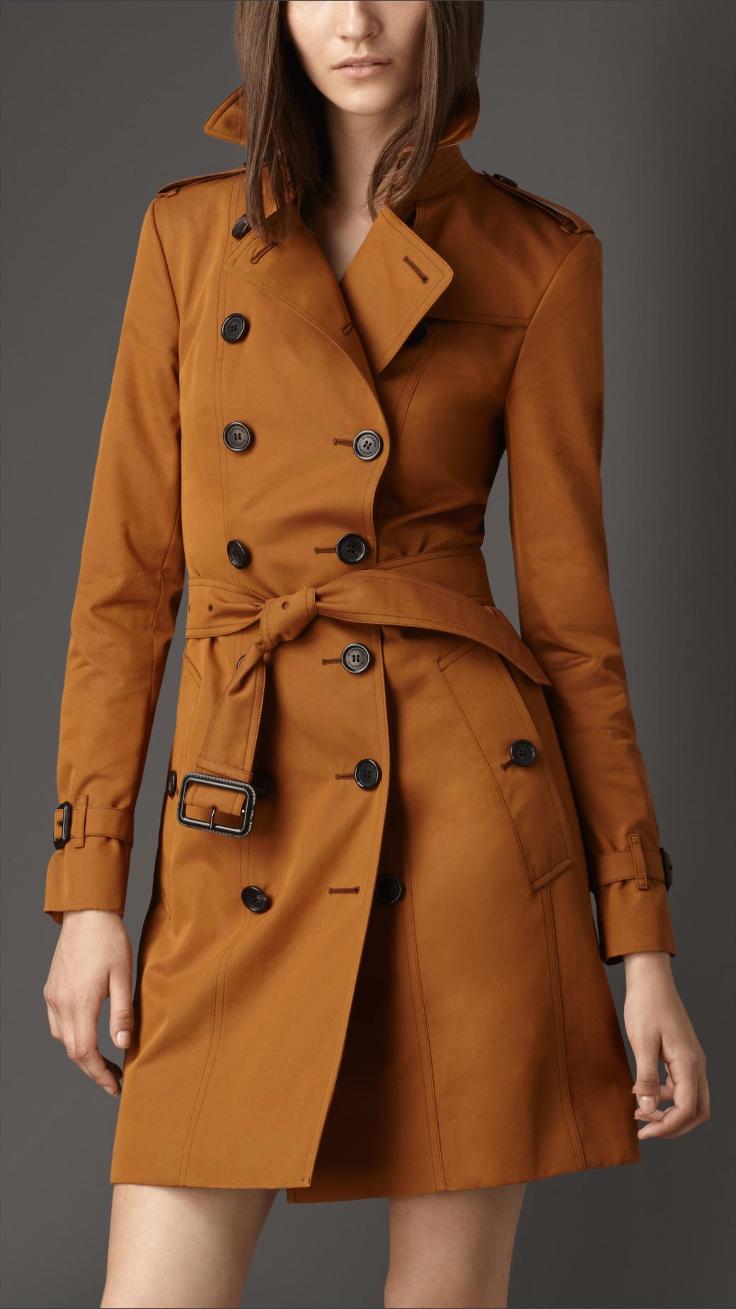 Burberry Long Slim Fit Gabardine Trench Coat in Brown | Lyst