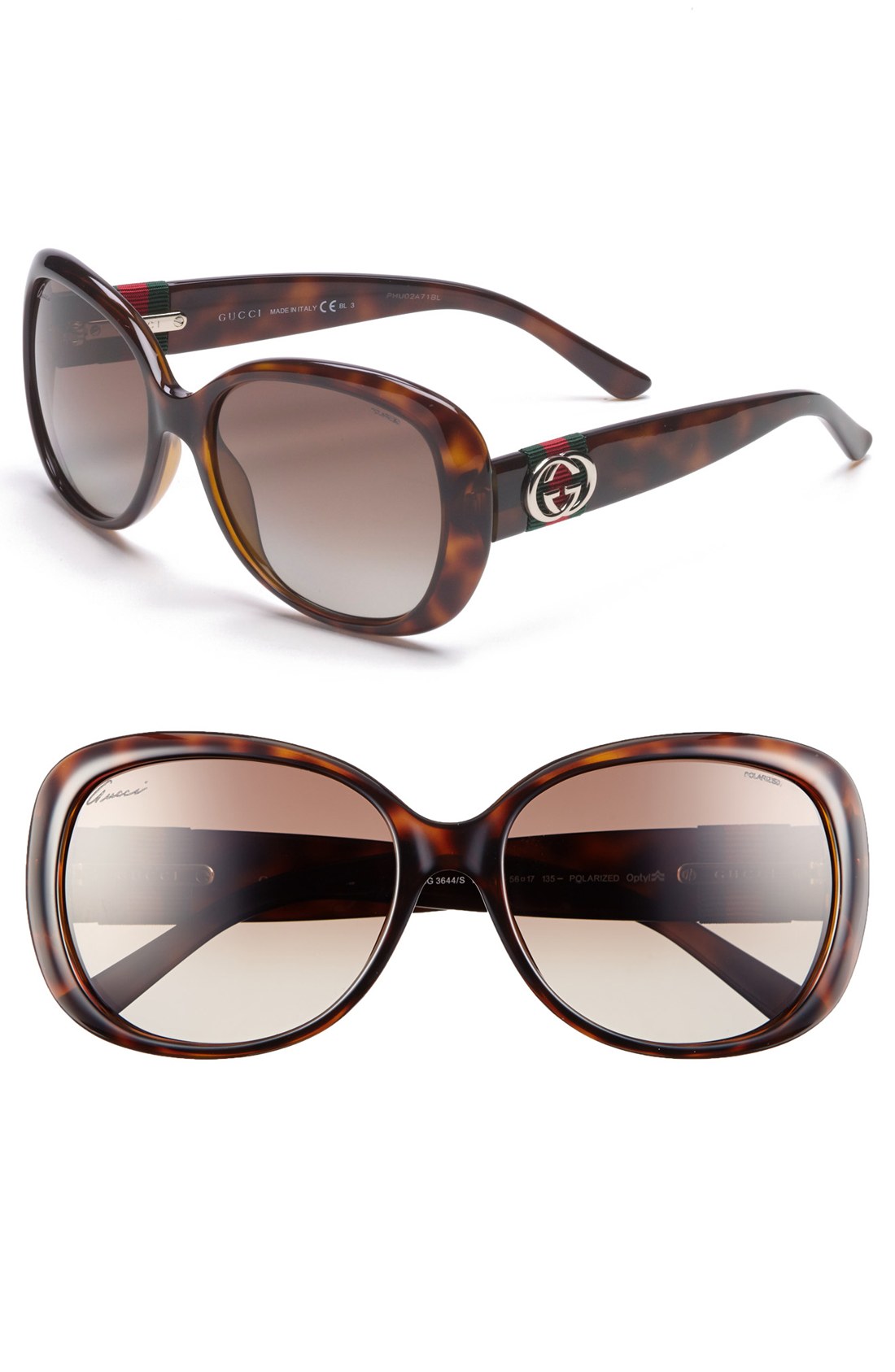 Gucci 56Mm Polarized Sunglasses in Brown (Havana) | Lyst