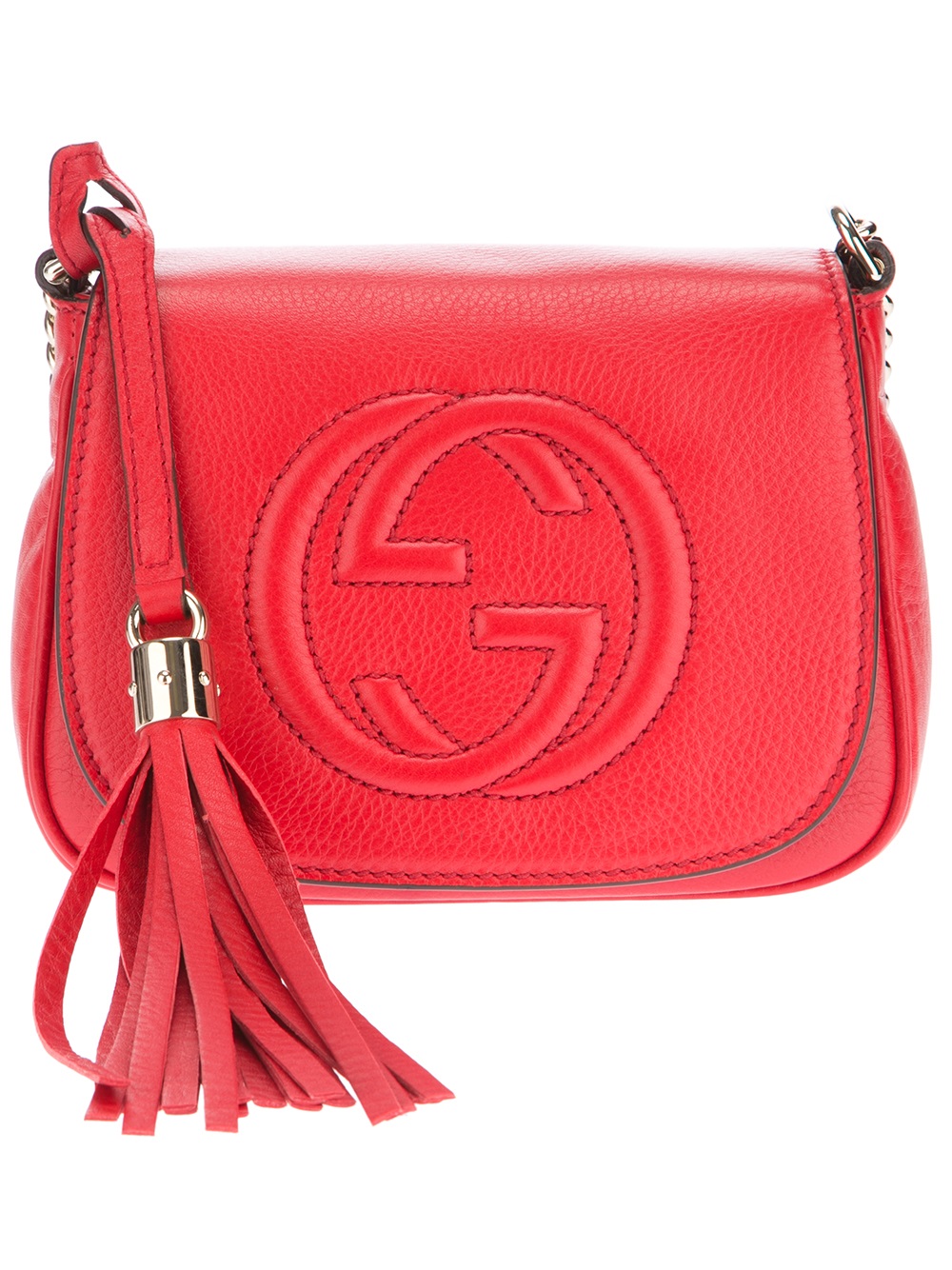 Gucci Soho Leather Shoulder Bag in Red | Lyst