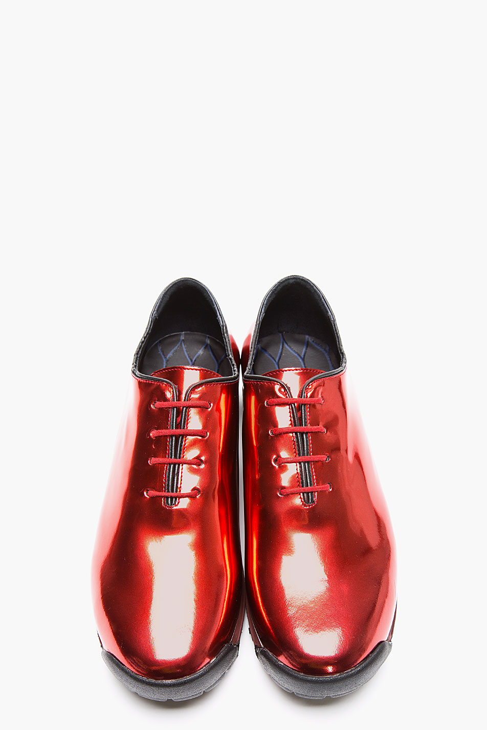 red metallic sneakers