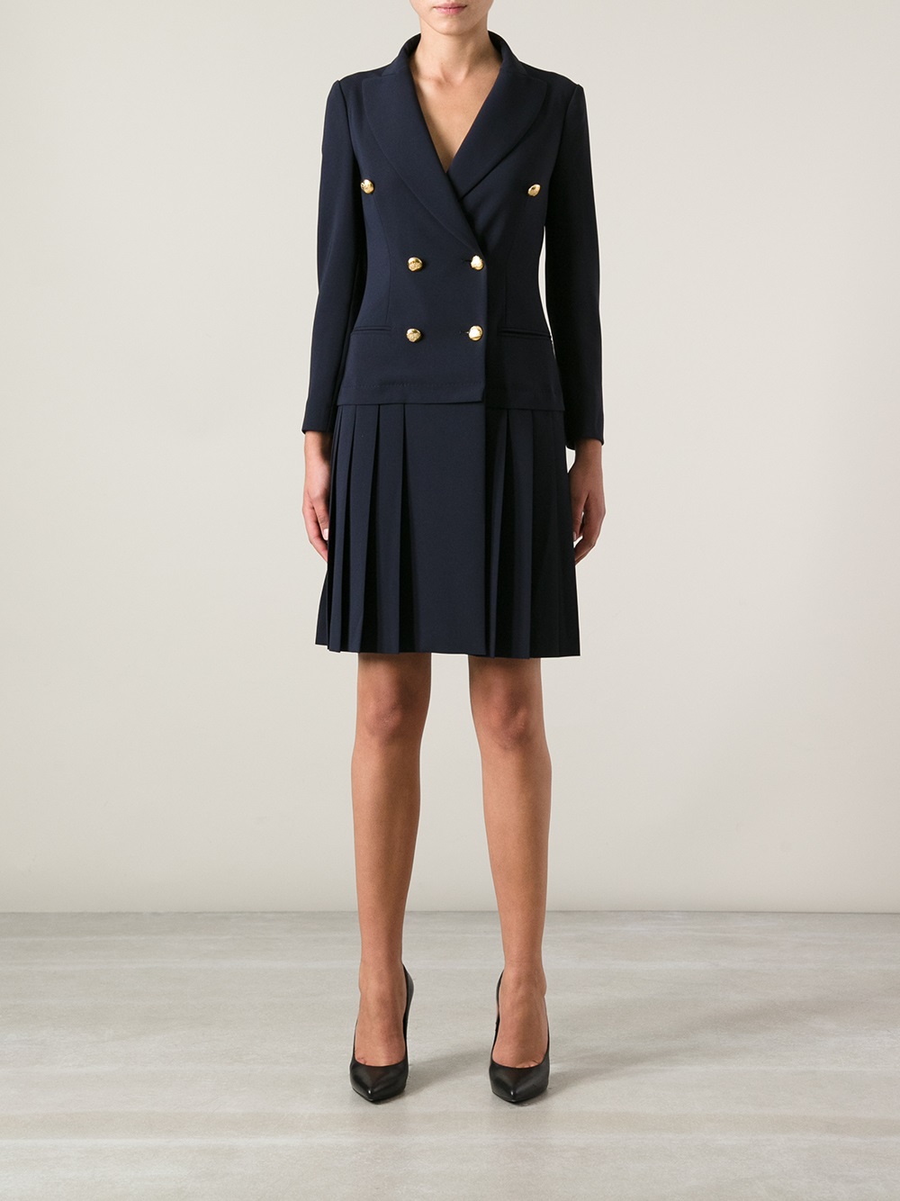 Moschino Double Breasted Coat Dress in Blue - Lyst