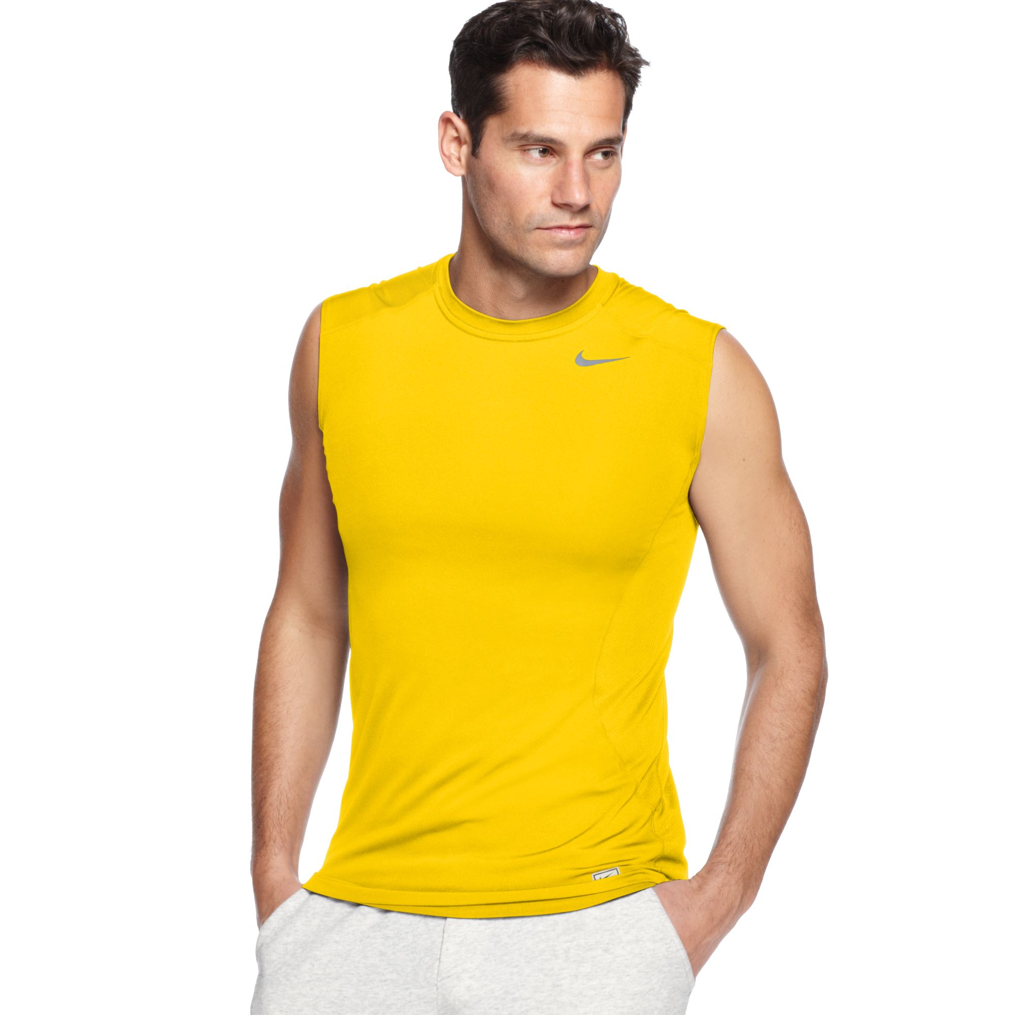 Nike Procombat Drifit Fitted Sleeveless Tee in Yellow for Men - Lyst