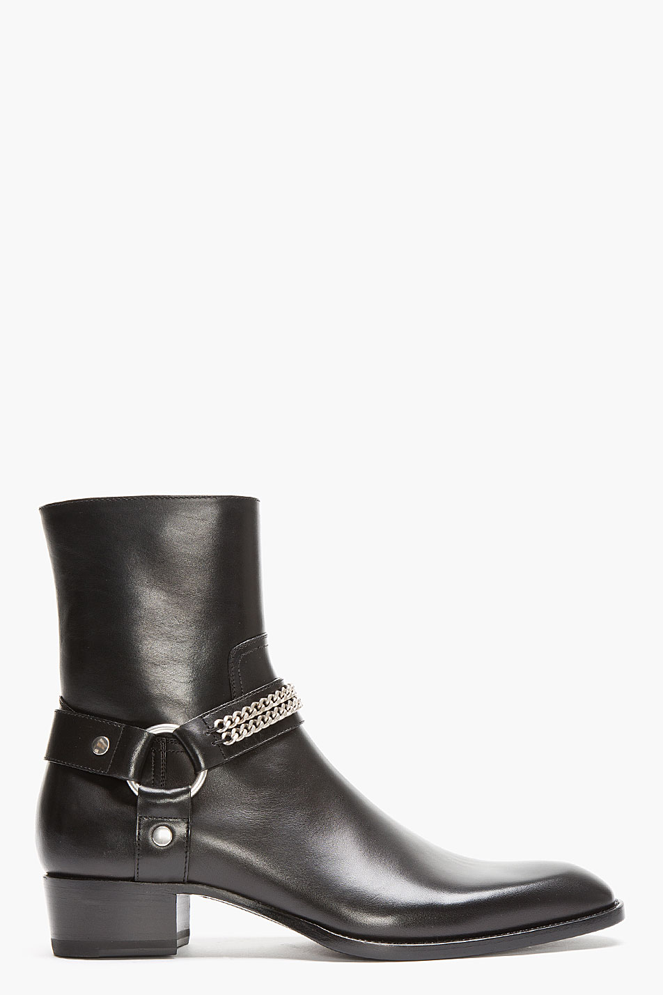 Saint Laurent Black Leather Chain and Zip Boots for Men | Lyst