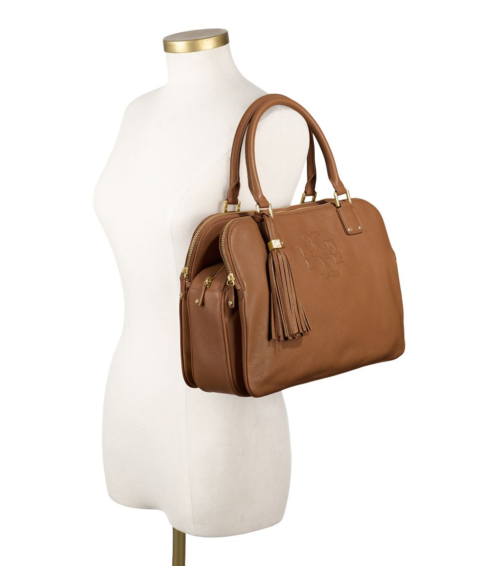 Tory Burch Thea Triple Zip Compartment Satchel in Brown Lyst