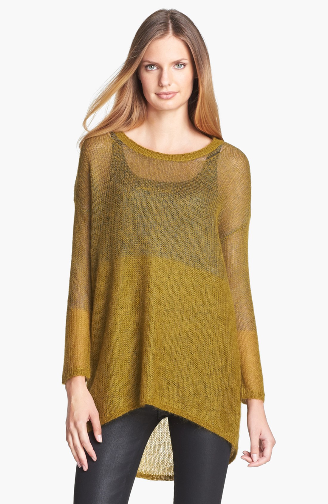 Eileen Fisher Mohair Blend Tunic Sweater in Green (Chicory) Lyst