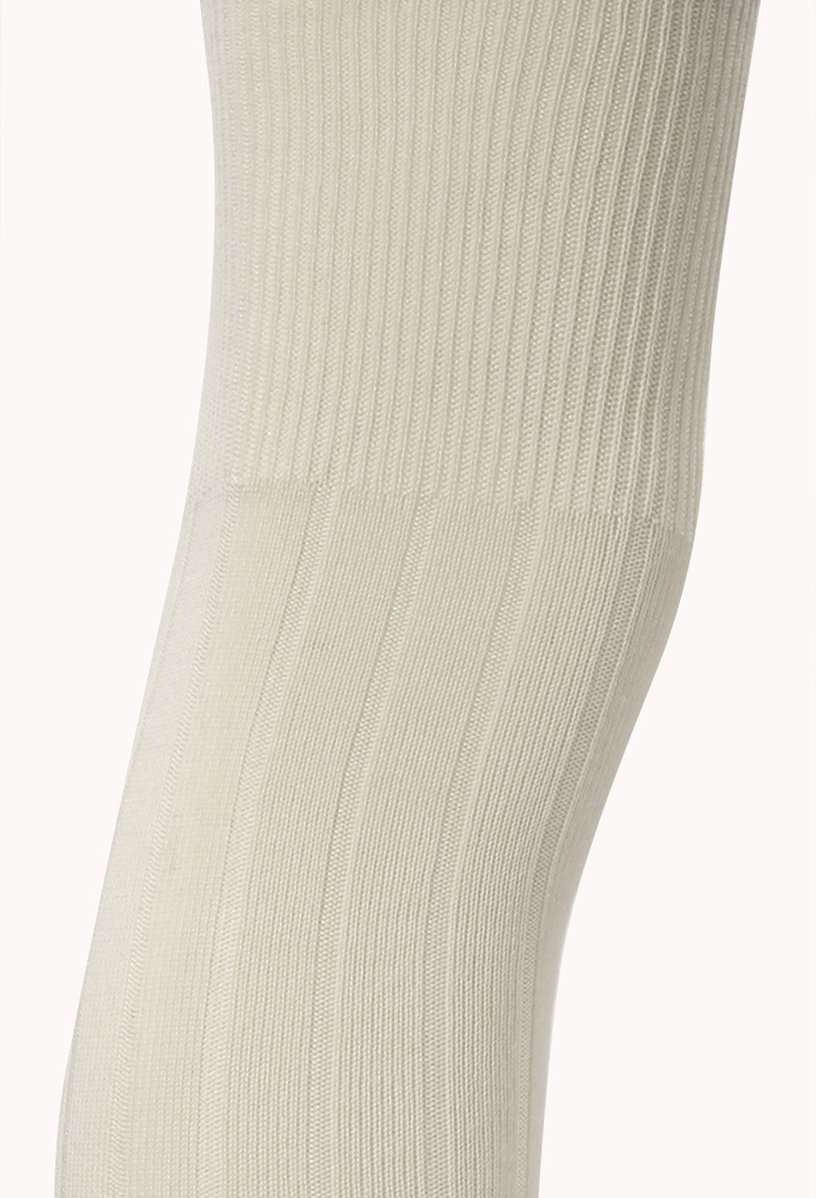 Forever 21 Ribbed Over The Knee Socks in Cream (White) - Lyst