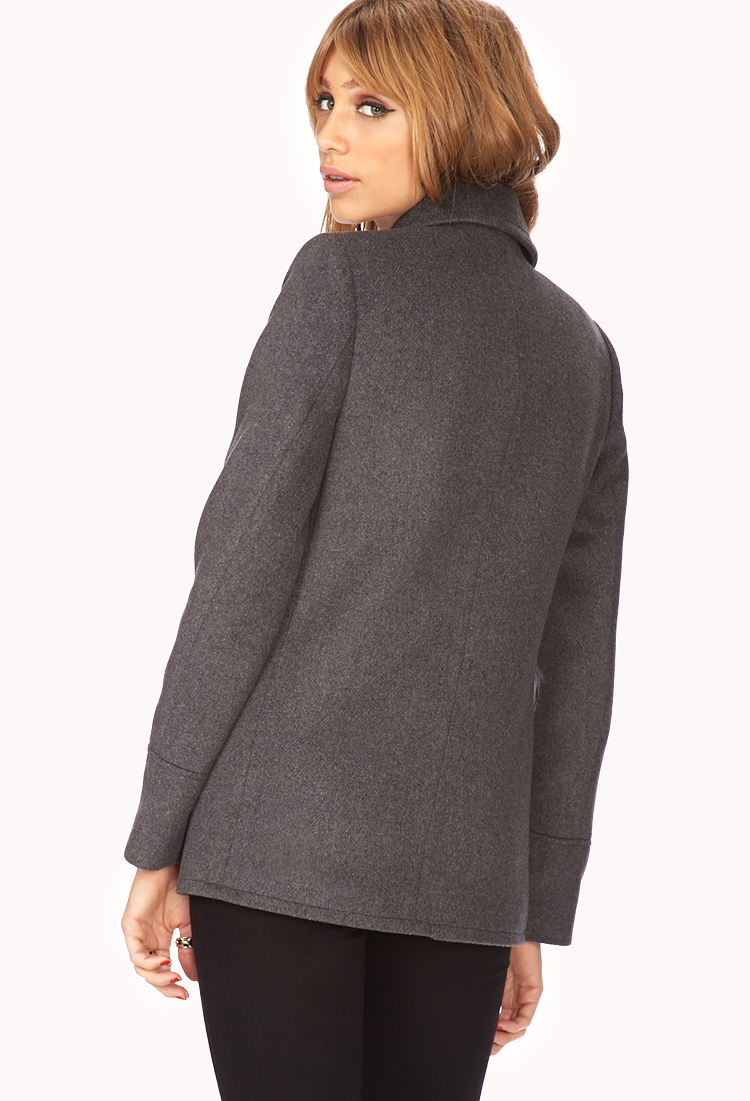 Lyst Forever 21 Iconic Double breasted Peacoat in Gray