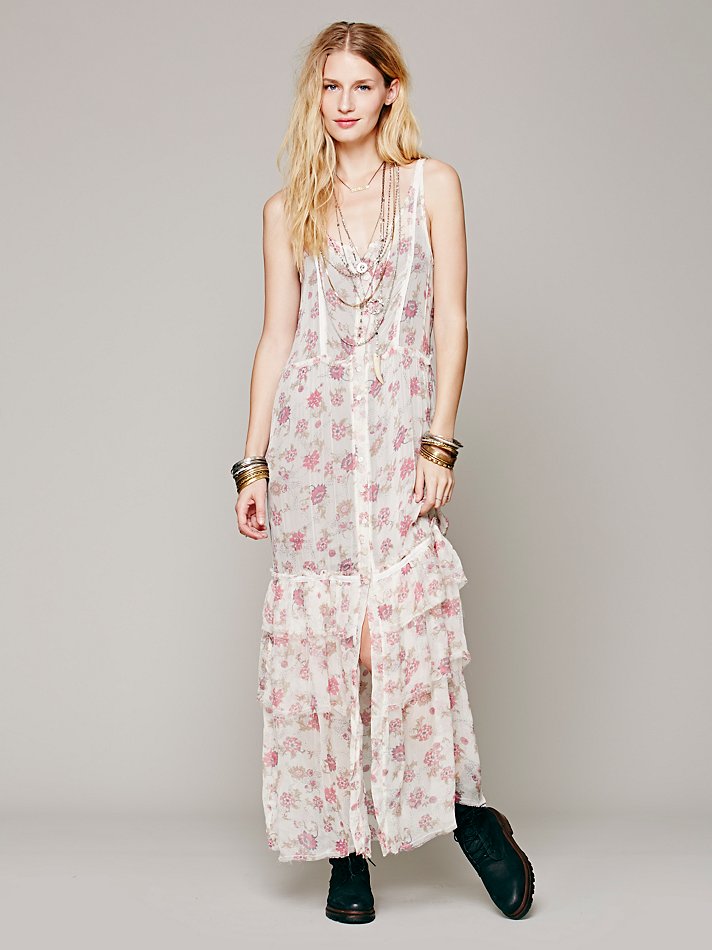 Free People Lucy Button Front Maxi Slip | Lyst