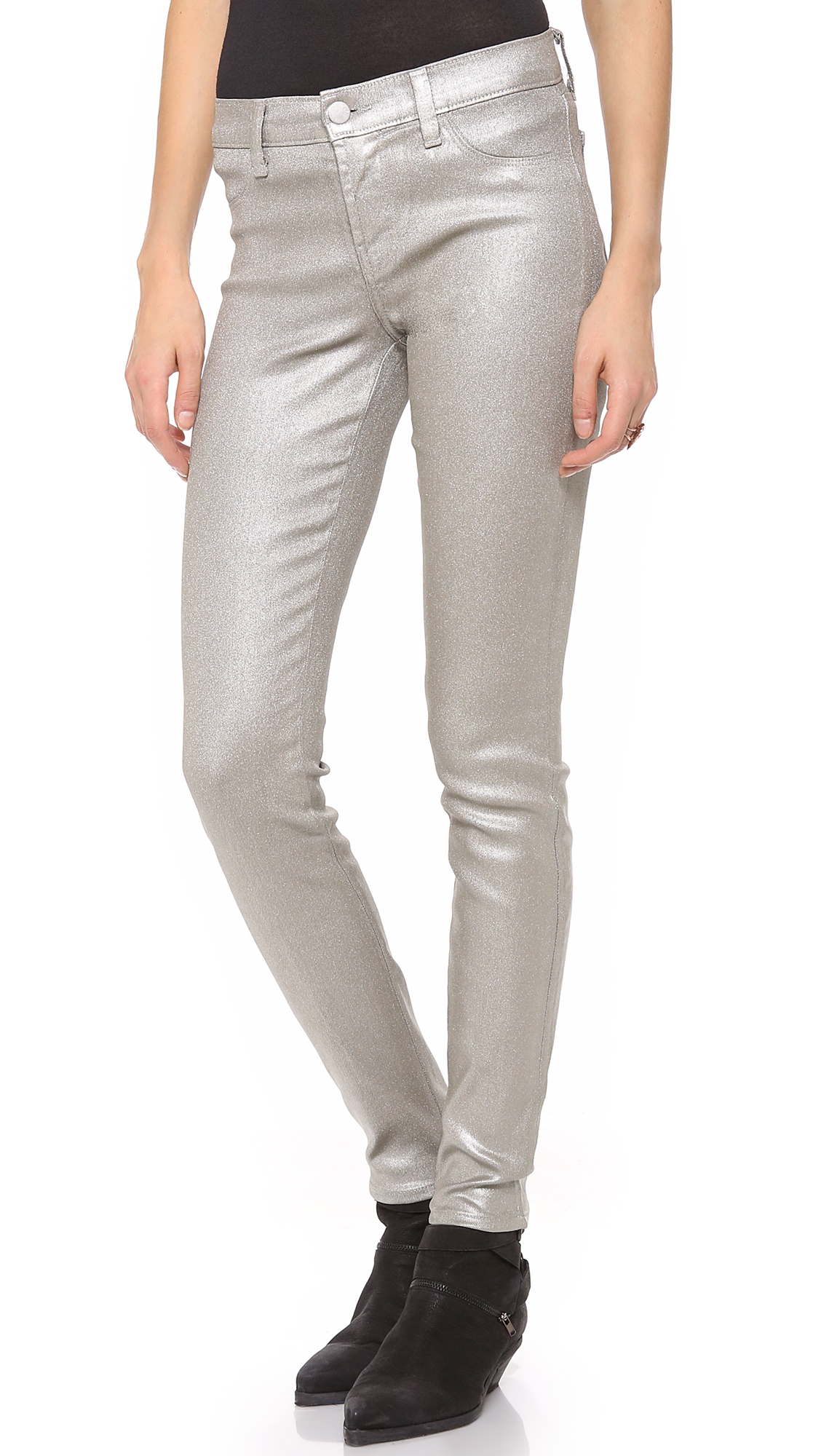 J brand 485 Super Skinny Gloss Metallic Jeans in Metallic | Lyst