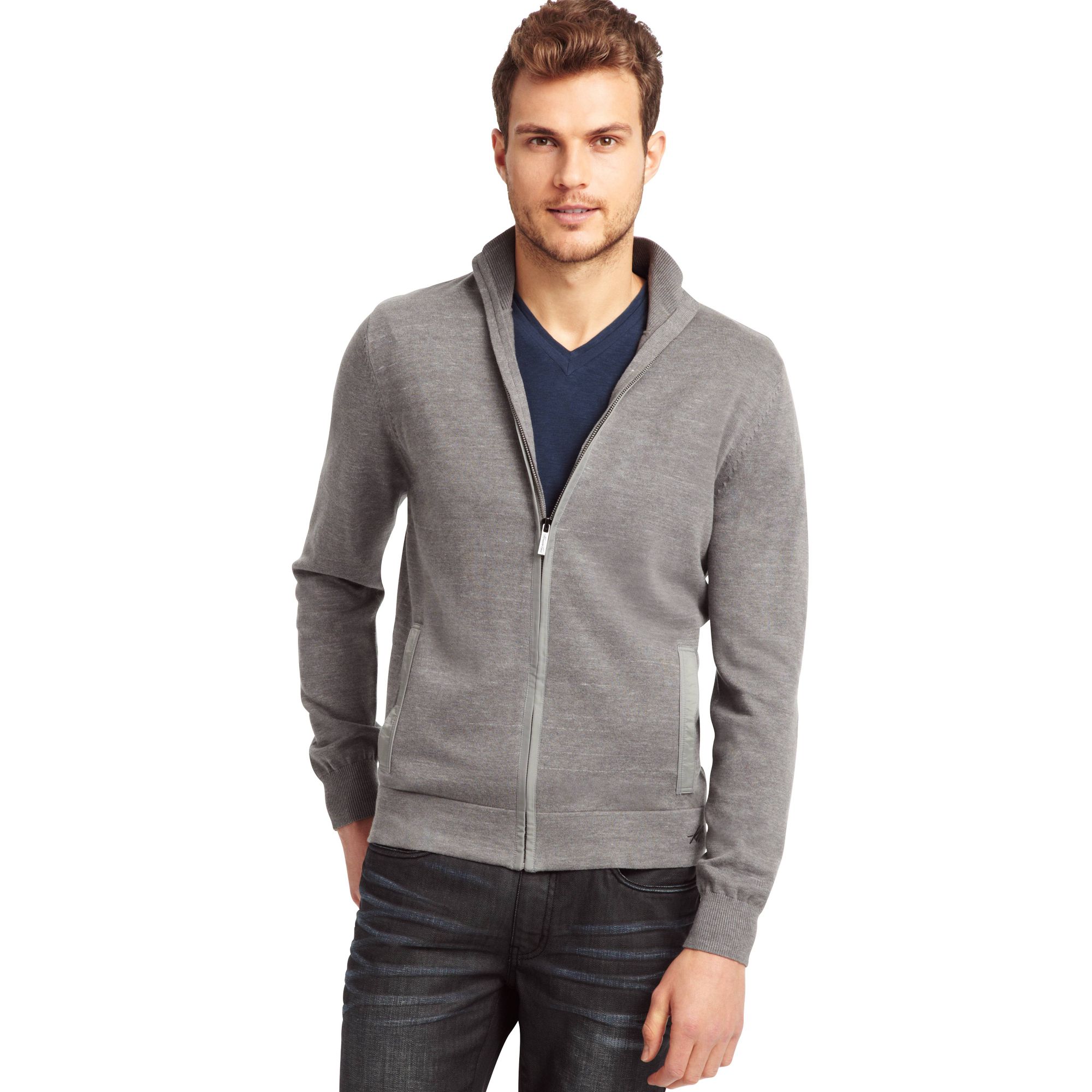 grey zipper sweater
