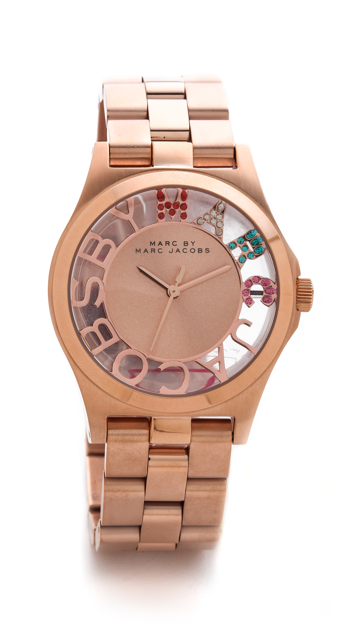 Marc By Marc Jacobs Henry Skeleton Glitz Watch in Pink | Lyst