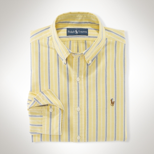Polo Ralph Lauren Classic Striped Oxford Shirt in Yellow for Men | Lyst