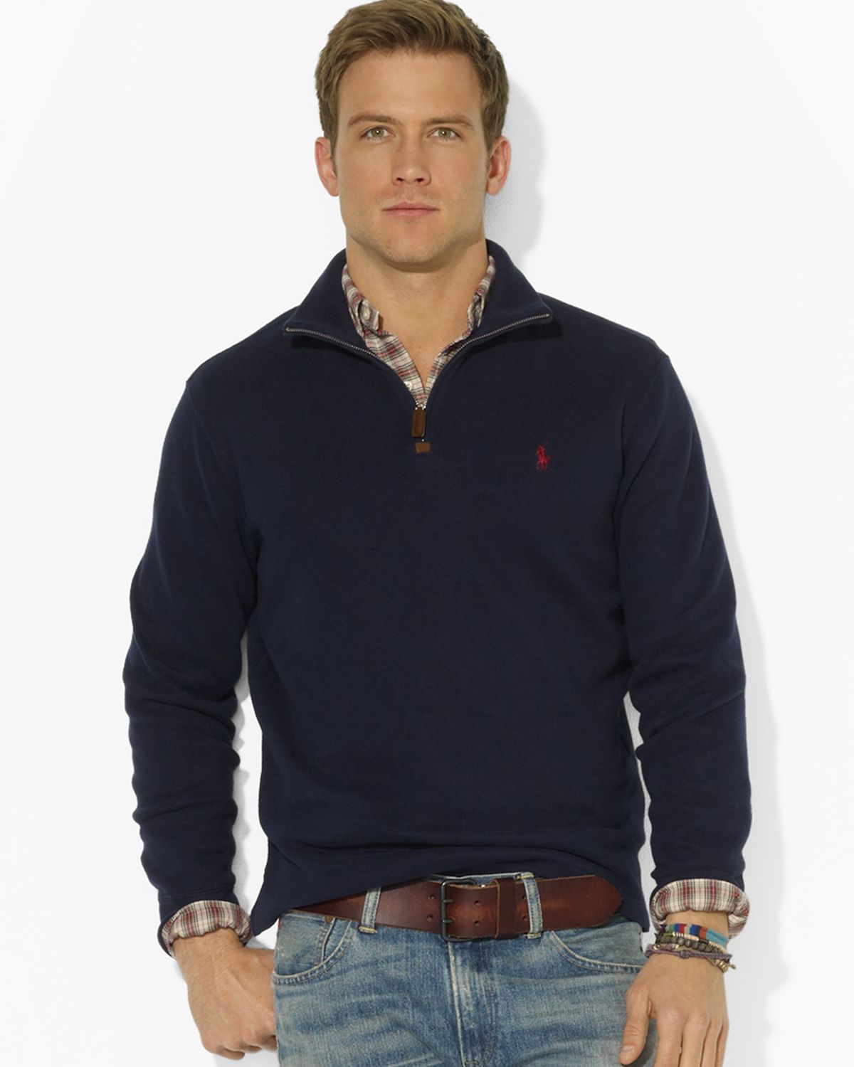 polo ralph lauren french ribbed half zip sweatshirt