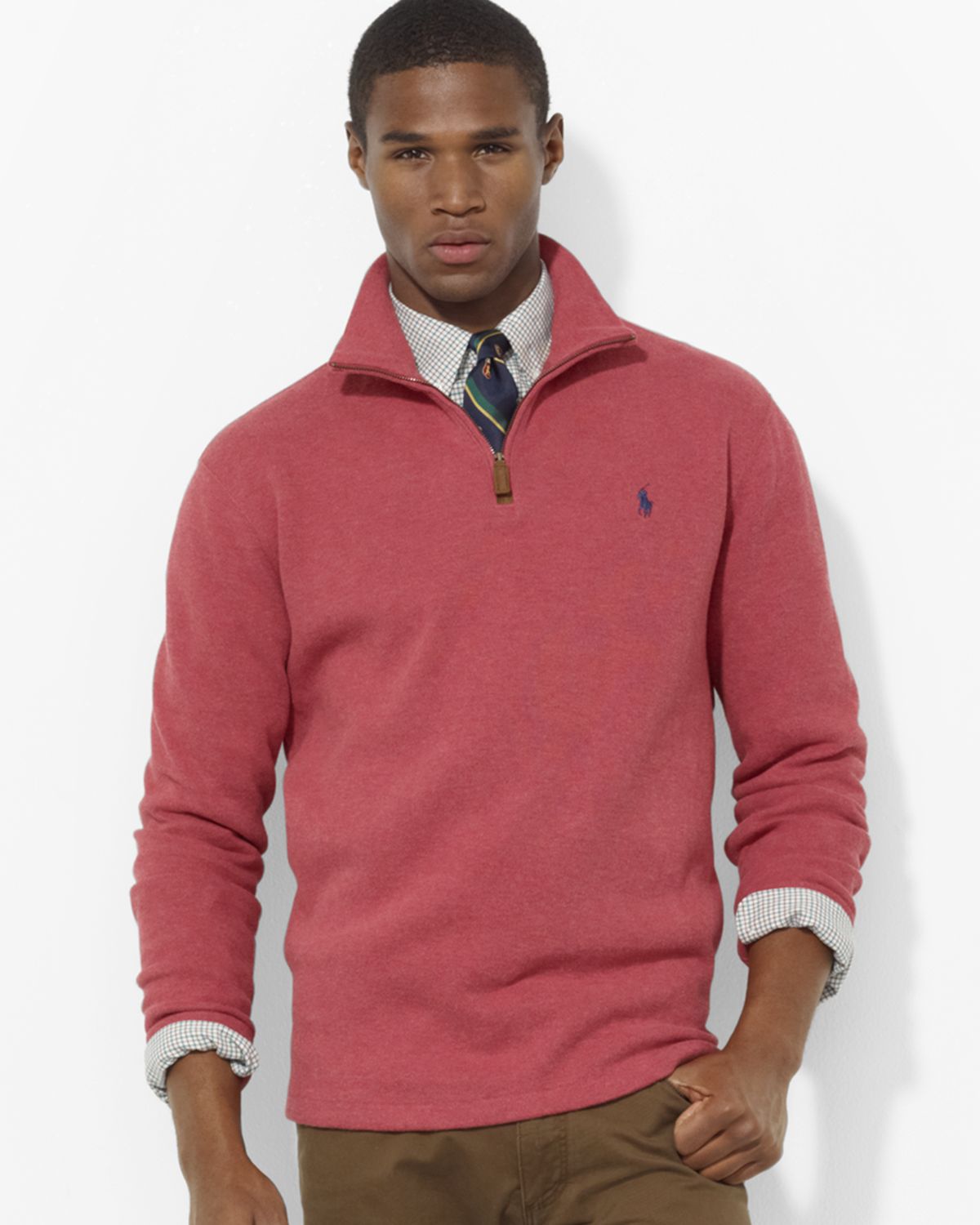 Ralph Lauren Polo French Rib Half Zip Mock Neck Pullover Sweater in ...